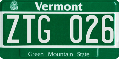 VT license plate ZTG026