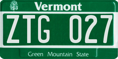 VT license plate ZTG027