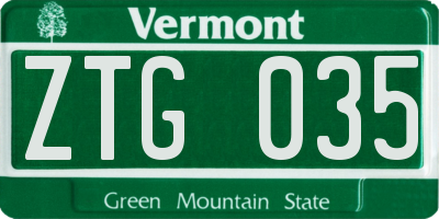 VT license plate ZTG035