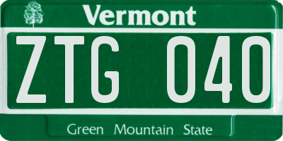 VT license plate ZTG040