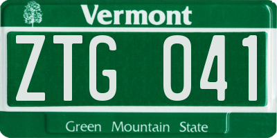 VT license plate ZTG041