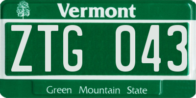VT license plate ZTG043