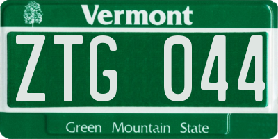 VT license plate ZTG044
