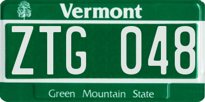 VT license plate ZTG048