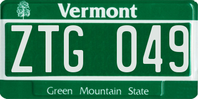 VT license plate ZTG049