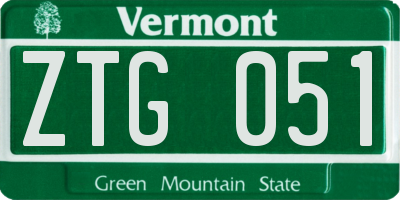 VT license plate ZTG051