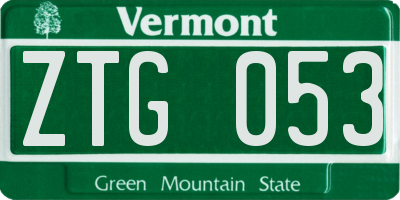 VT license plate ZTG053