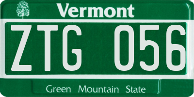 VT license plate ZTG056