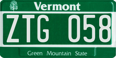 VT license plate ZTG058