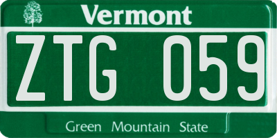 VT license plate ZTG059