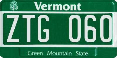 VT license plate ZTG060