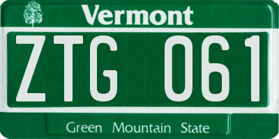 VT license plate ZTG061