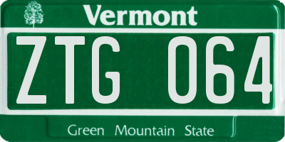 VT license plate ZTG064