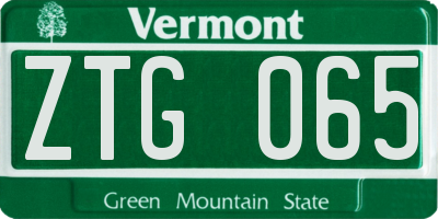 VT license plate ZTG065