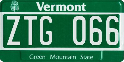 VT license plate ZTG066