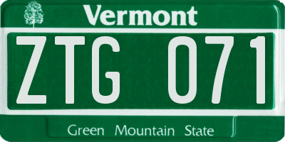 VT license plate ZTG071