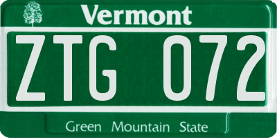 VT license plate ZTG072