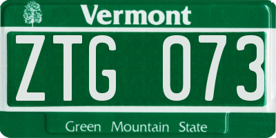 VT license plate ZTG073