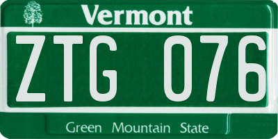 VT license plate ZTG076