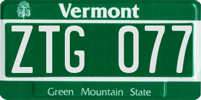 VT license plate ZTG077