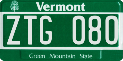 VT license plate ZTG080