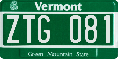 VT license plate ZTG081