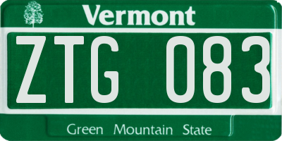 VT license plate ZTG083