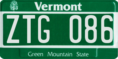VT license plate ZTG086