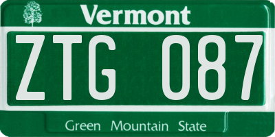VT license plate ZTG087