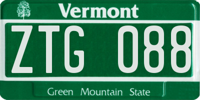 VT license plate ZTG088