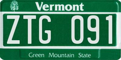 VT license plate ZTG091