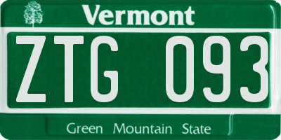 VT license plate ZTG093