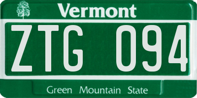 VT license plate ZTG094