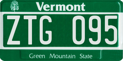 VT license plate ZTG095