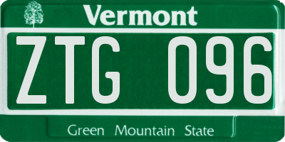VT license plate ZTG096