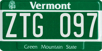 VT license plate ZTG097