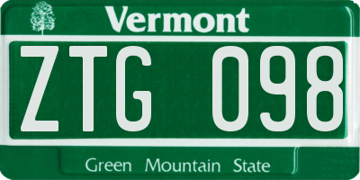 VT license plate ZTG098