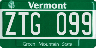VT license plate ZTG099