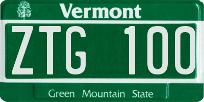 VT license plate ZTG100