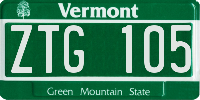 VT license plate ZTG105
