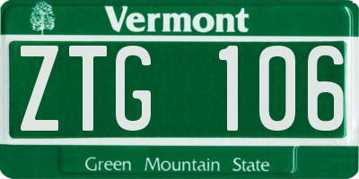 VT license plate ZTG106
