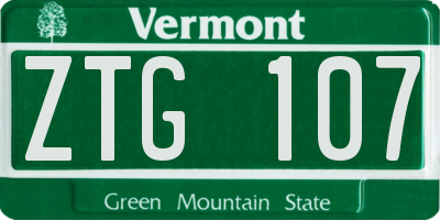 VT license plate ZTG107