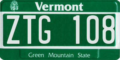 VT license plate ZTG108