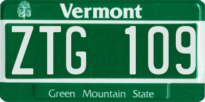 VT license plate ZTG109