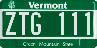 VT license plate ZTG111