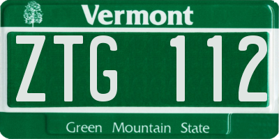 VT license plate ZTG112