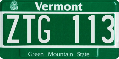VT license plate ZTG113
