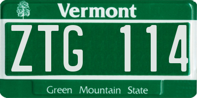 VT license plate ZTG114