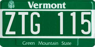 VT license plate ZTG115