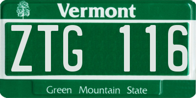 VT license plate ZTG116